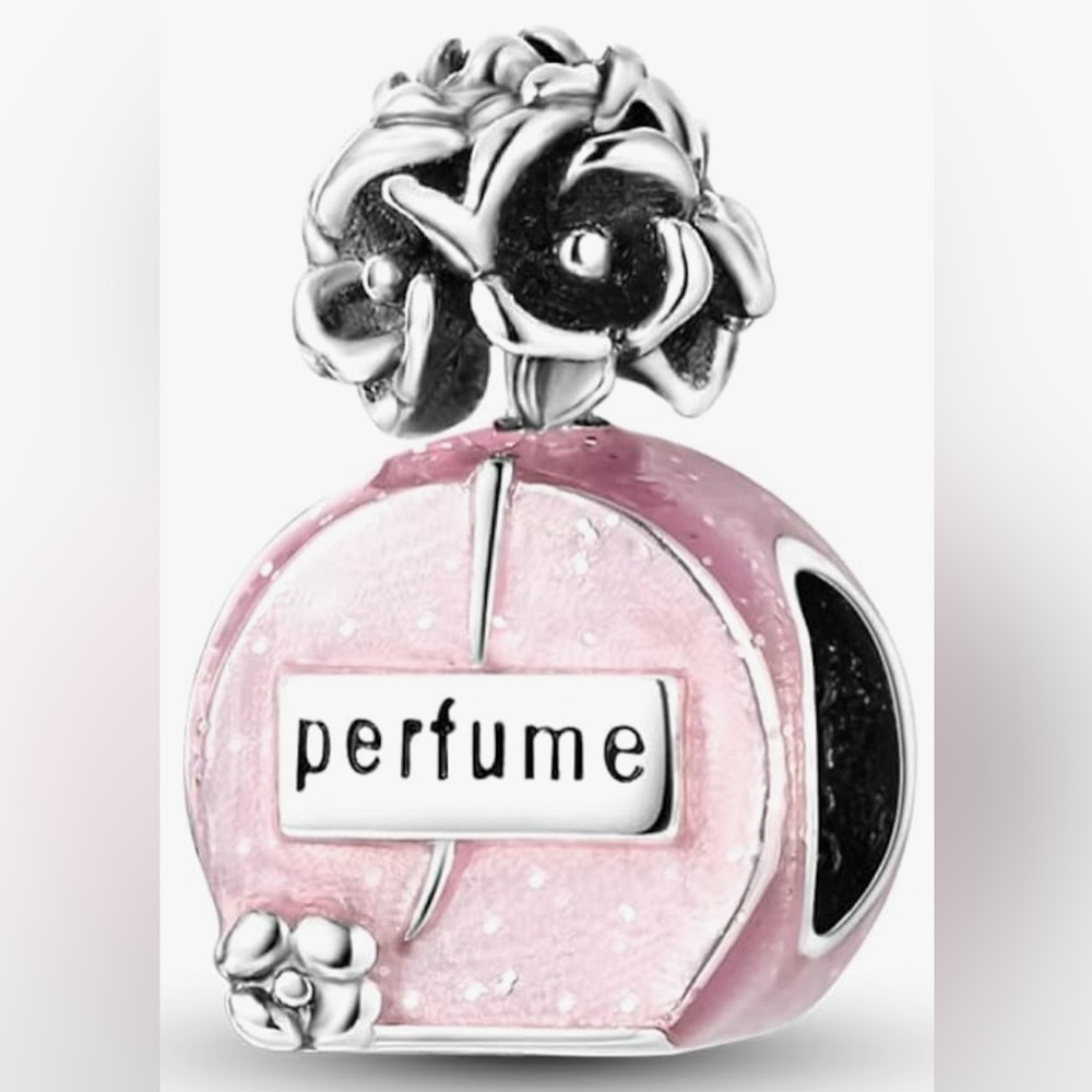 Pink & Silver Perfume Bottle Sterling Silver Charm for Pandora Bracelets